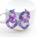 2021 Colorful chunky funk hip hop  two circle link chain women cellulose acetate earrings